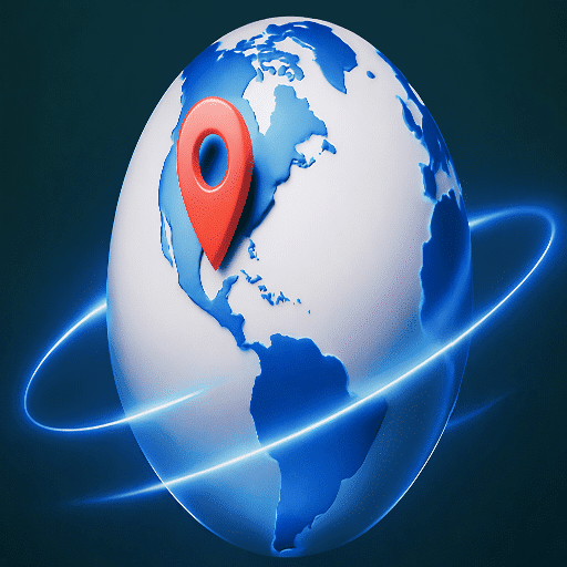 Icono Qiweb globo con ubicación